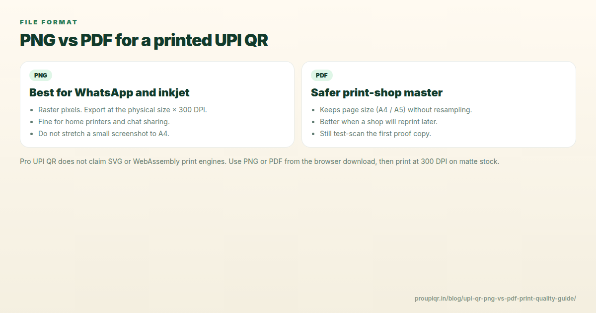 UPI QR PNG vs PDF vs SVG: Best File Format for Printing